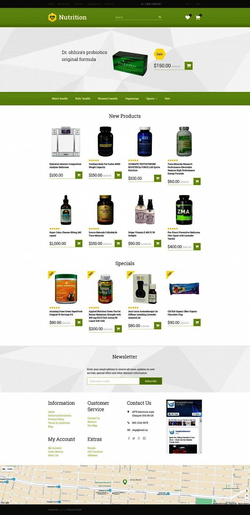 Supplement Store OpenCart Template