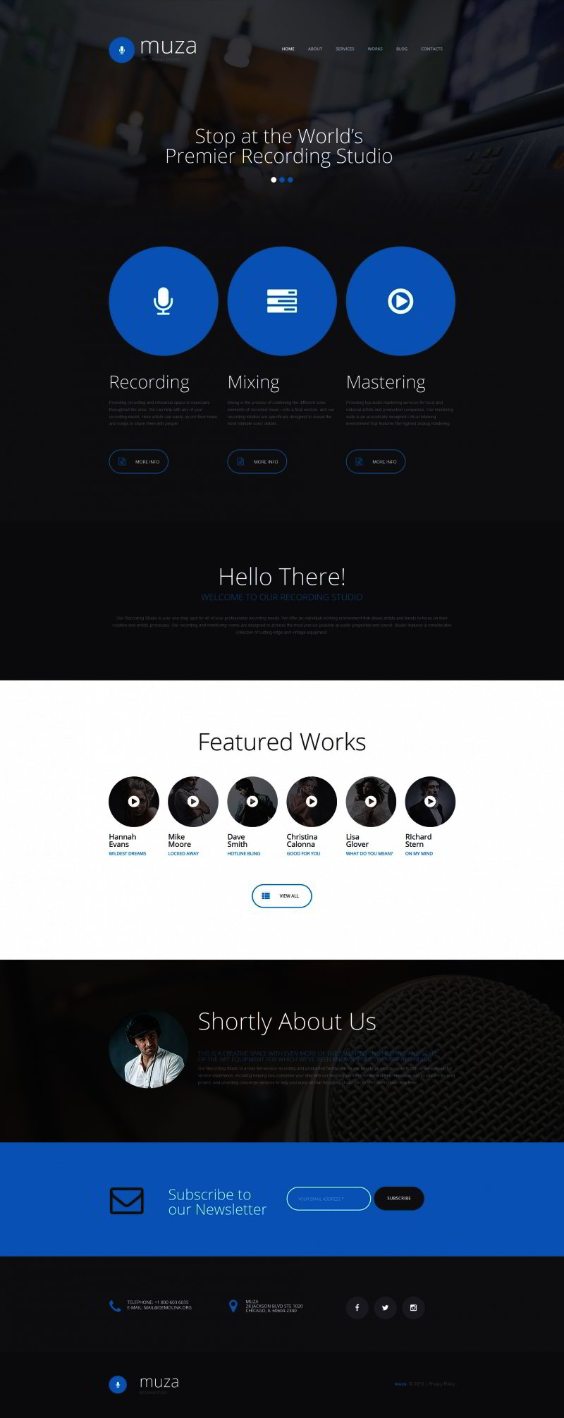 Recording Studio Responsive Moto CMS 3 Template