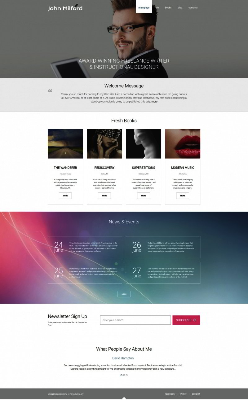 Writer/Author Responsive Moto CMS 3 Template