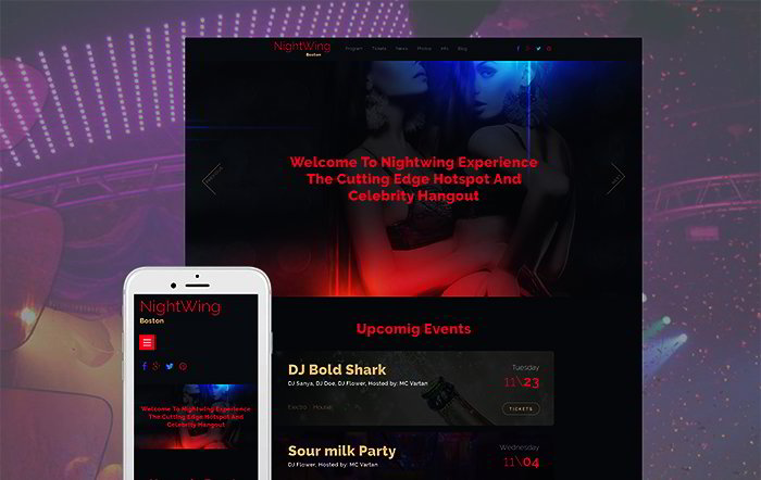         Night Club Responsive Moto CMS 3 Template