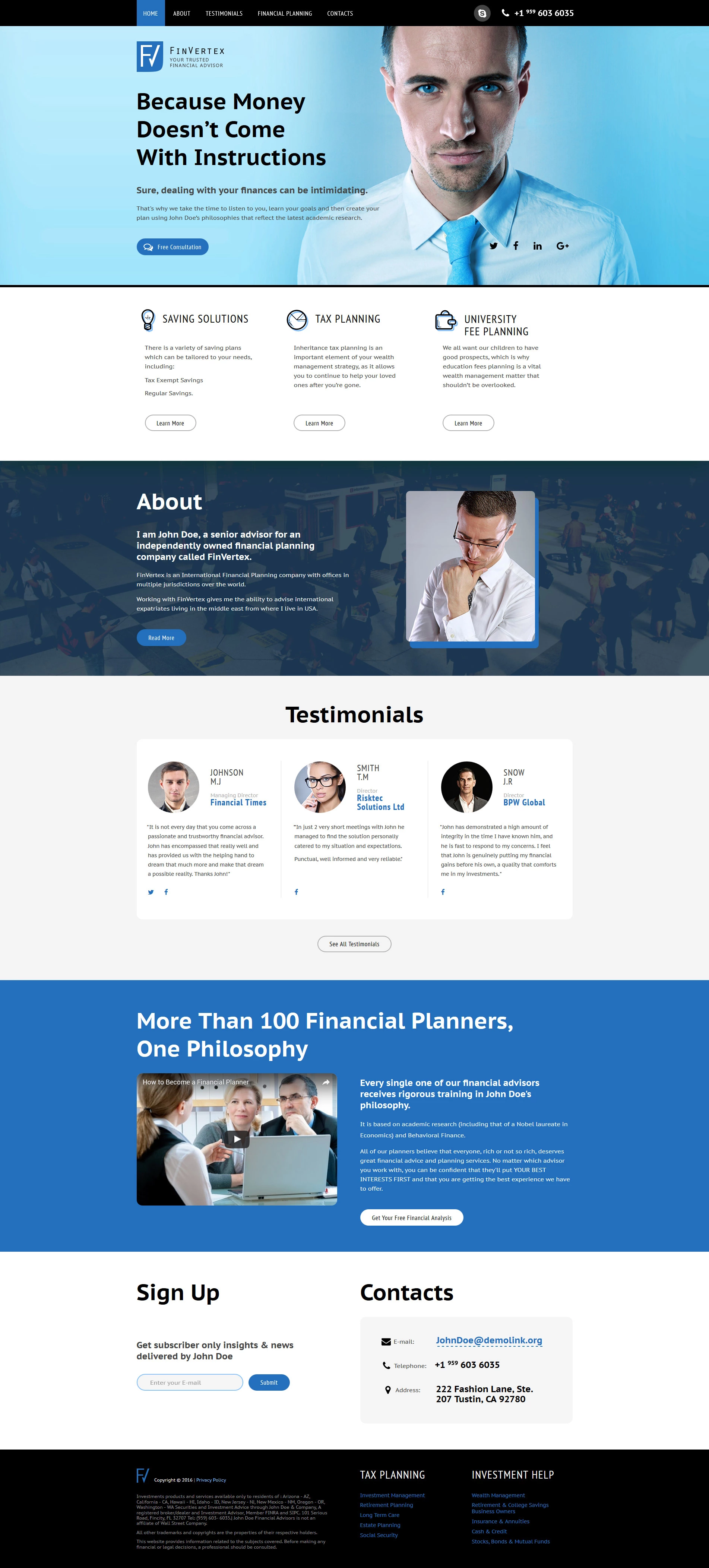 Financial Advisor Landing Page Template