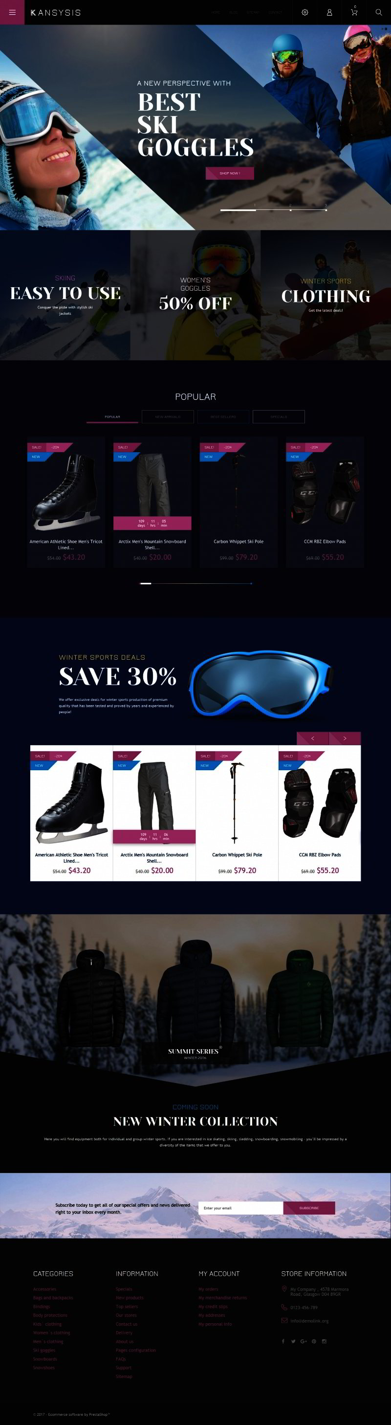 Kansysis - Sport Clothing & Equipment PrestaShop Theme