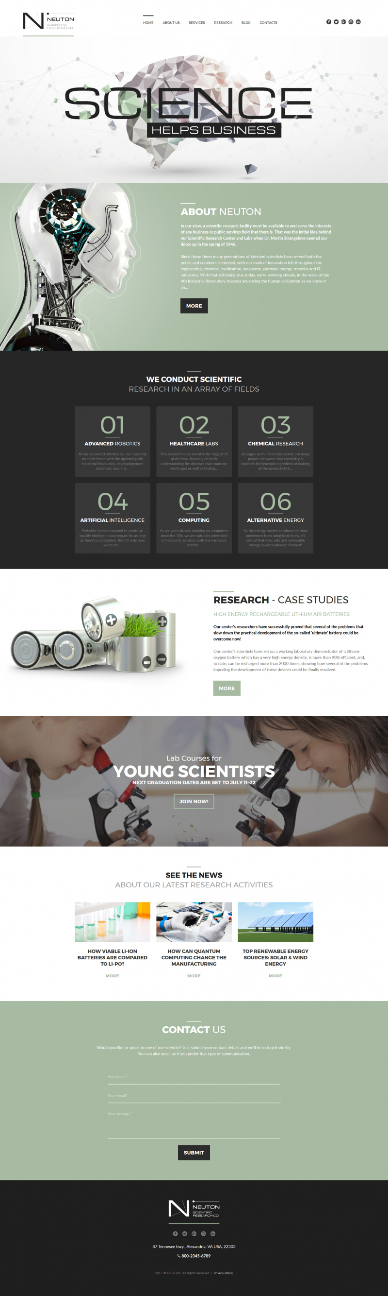 Science Lab Responsive Moto CMS 3 Template