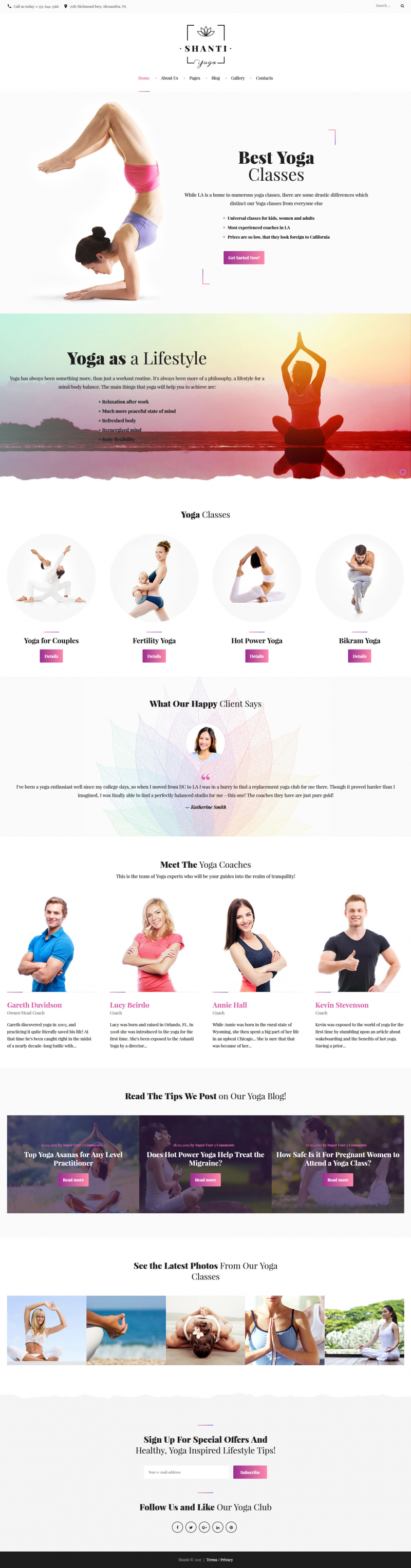 Shanti - Yoga Classes Responsive Joomla Template