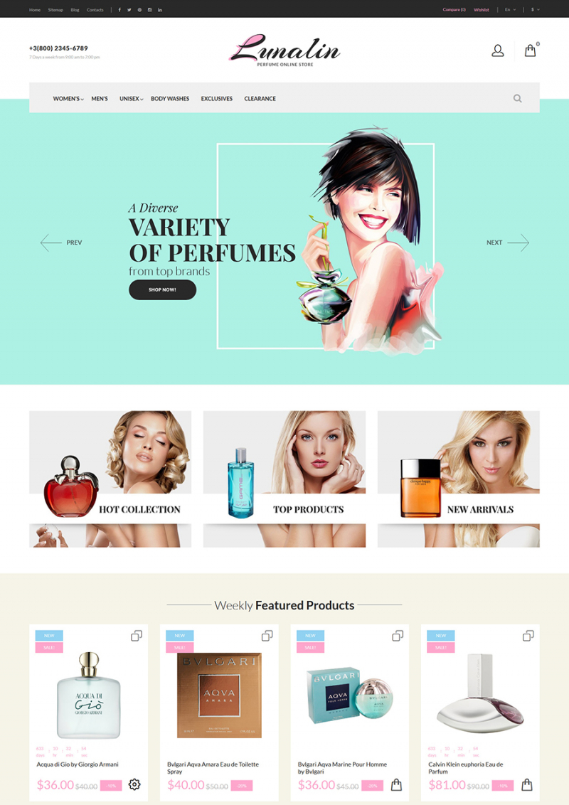 Lunalin - Perfume & Cologne Store PrestaShop Theme